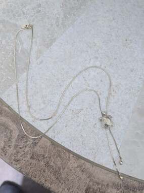 Vintage Avon Silver Tone Turtle Slide Lariat Necklace